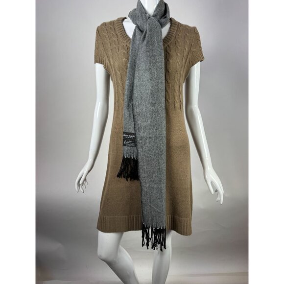 Pierre Cardin Vintage  Fine Muffler Cashmillon Acrylic Scarf W/ Black Fringe Gra - Picture 10 of 10